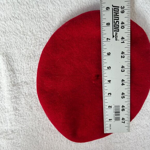 Women's Vintage 80s Classic French Style Beret Hat Wool Red One Size - Picture 3 of 4